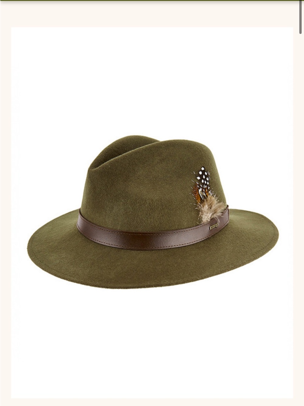 NWT Dubarry Gallagher Wool Hat in Olive Green w Feathers - L (59cm)